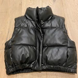 Zara cropped leather-like puffer vest